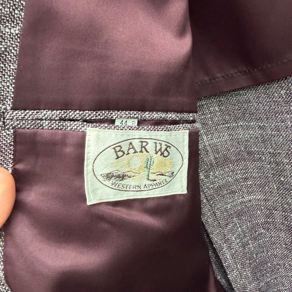 Bar WS Western Apparel Mens 44 Regular Burgundy Blazer Suit Jacket Made in USA